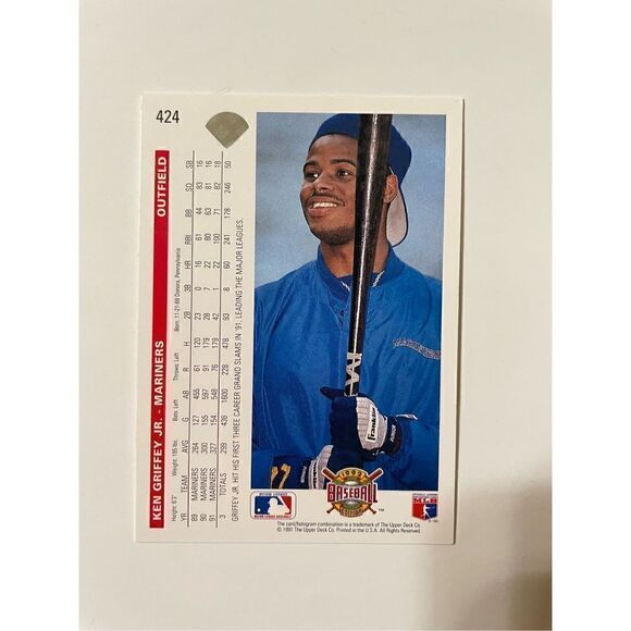 1991 Ken Griffey Jr Parallel action shot #424 mint condition - Picture 2 of 3